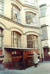 Konrad Zuse at the building where the Z4 was almost finished